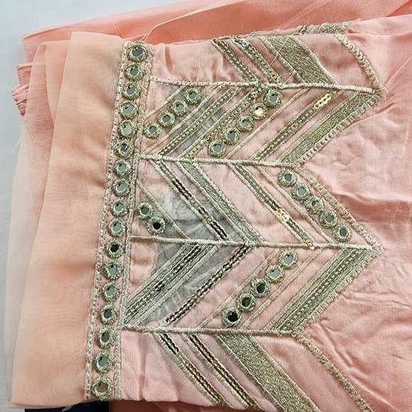 Women's Silk Trouser Pant Mirror Embroidered Sadabahar Designer Pakistani Indian - Picture 12 of 16